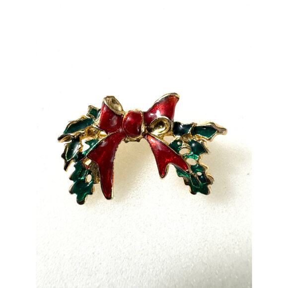Christmas Wreath Swag Holiday Pin Brooch - Picture 1 of 3
